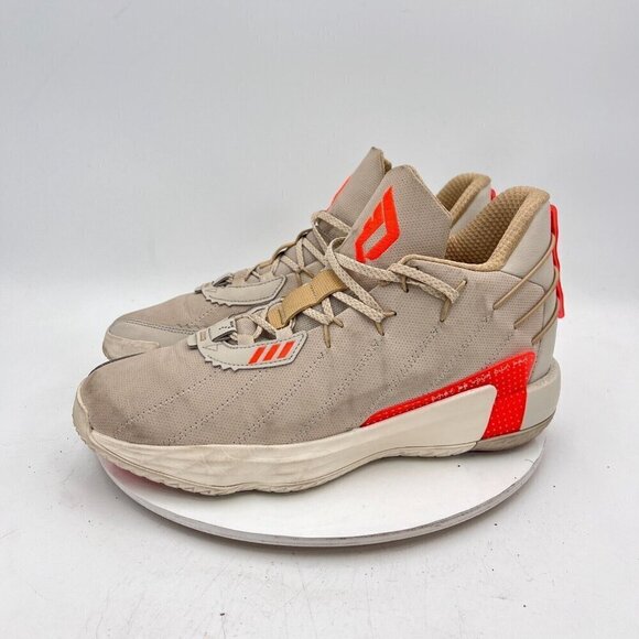 Adidas Dame 7 Bliss Men Size 11 FZ1046 Taupe Bright Orange Basketball Shoes - Picture 8 of 16